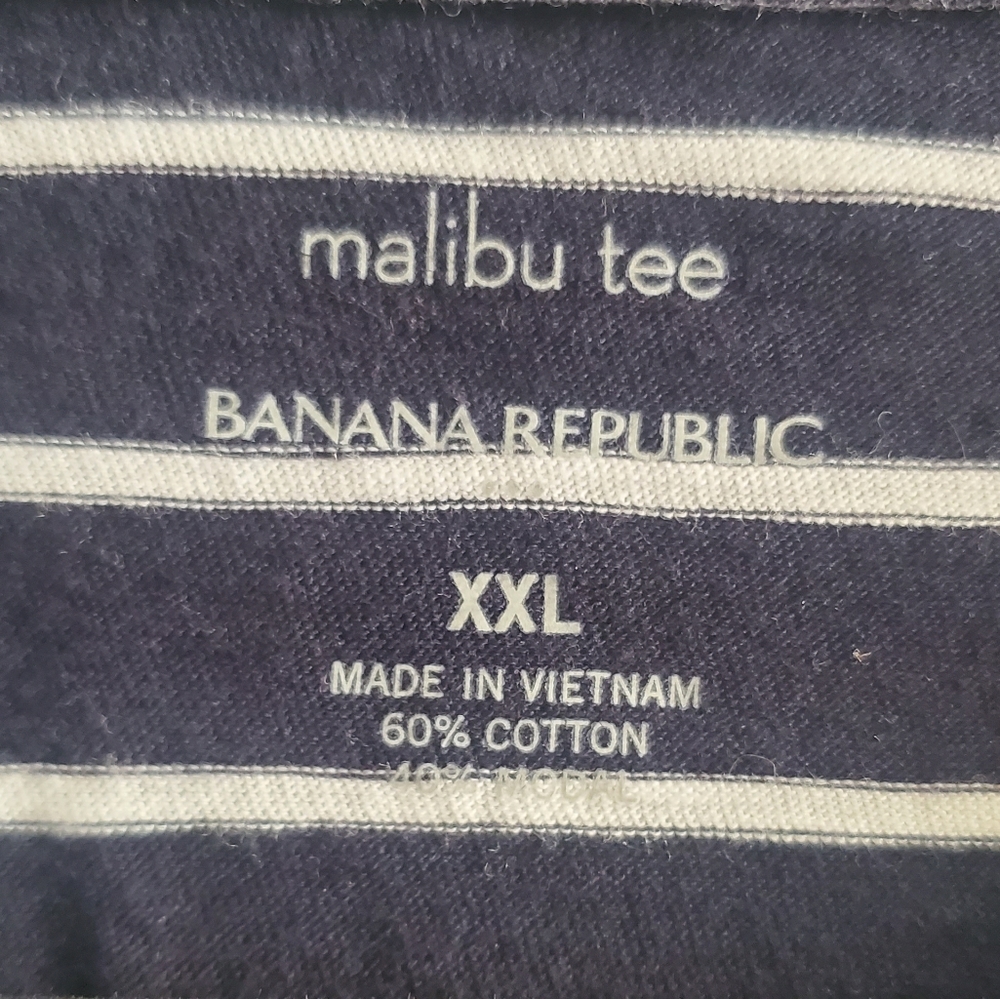 NWOT Banana Republic Malibu Tee with Tie Hem Navy & White Stripe Size XXL - Picture 6 of 6